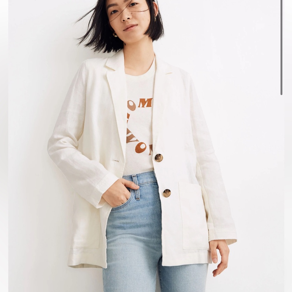 Madewell Linen Dorset Blazer in Lighthouse Size Small